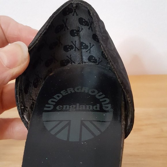 Underground England black heels sandals skull goth - Picture 4 of 5